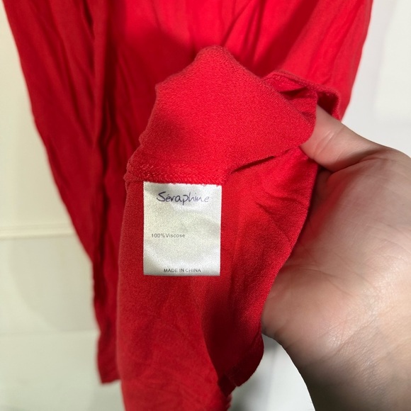 Seraphine Coral Belted Maternity Dress Woven Viscose Size 6 Short Sleeve - Picture 13 of 15